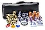Riverboat Gaming Monte Carlo Pokerset - 500 nummerierte Poker Chips (14g Gewicht) und kostenloses Zubehör - Deluxe Pokerkoffer mit Plastikspielkarten und Dealer-Button