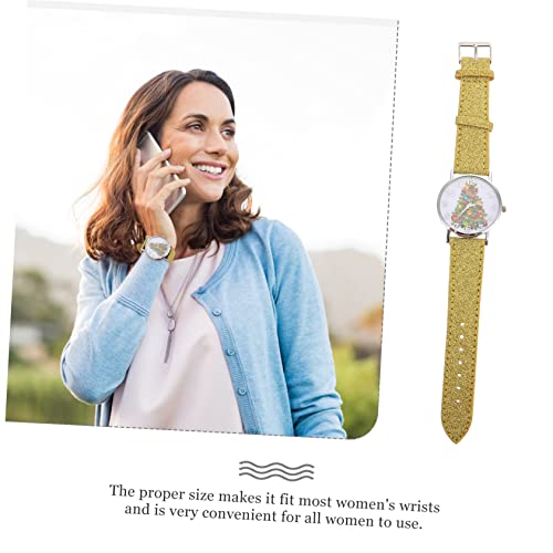 ORFOFE 1 PC Dames Kerstboom Tafel Kerst Decor Jongen Horloge Gift Vrouwen Horloge Glitter Polshorloge The Flash Gifts Xmas Tree Patroon Horloge Studenten Polshorloge Dame Horloge - Afbeelding 7