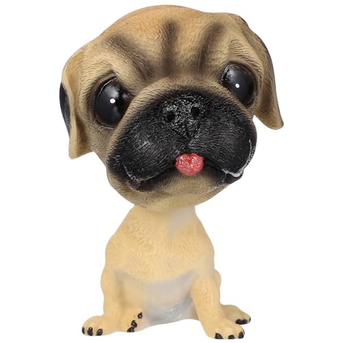 Figurine Chien Carlin Qui Hoche La Tête - Décoration Pour Tableau De Bord Voiture Ou Maison - Résine, 9 X 6 Cm