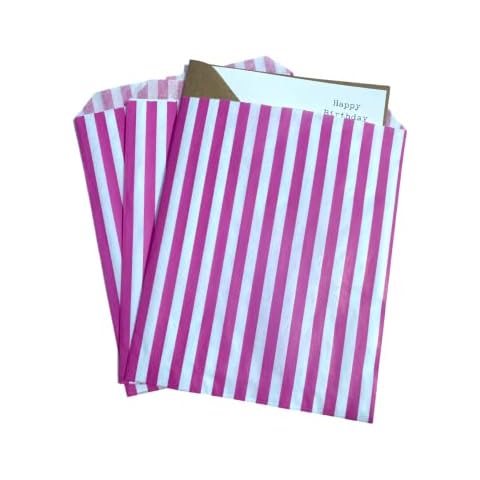 Candy Stripe Pink Sweet Bags - 7" x 9" / 175mm x 225mm - Pack of 50 Cover