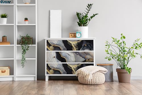 Cubrir muebles dañados con papel pintado autoadhesivo lavable efecto mármol 3