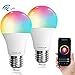 Produktbild YINSAN Smart LED Lampe, WLAN 2er Pack Mehrfarbige Leuchtmittel Dimmbare 8.5W E27 Wifi LED RGBW Birne Kompatibel mit Amazon Alexa, Google Home, für Haus Dekoration, Bar, Party, Bühne, Bettlampe