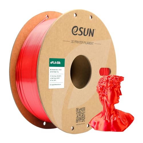 Image of eSUN Silk PLA Filament 1.75mm, Silky Shiny 3D Printer Filament PLA, Dimensional Accuracy + /- 0.05mm, 1KG Spool (2.2 LBS) 3D Printing Filament for 3D Printers, Silk Red