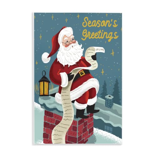 Season's Greetings Santa's, 13 x 19 Inch Mounted Print on Wall Plaque