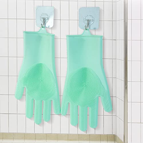 Haustier Grooming Handschuhe, Pflegehandschuhe Katzen aus Silikagel Handschuh Bürste Katze, Aufhängbares Design, Baden und Massieren für Hunde und Katzen (Grün)