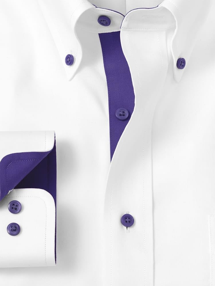Paul Fredrick Men's Classic Fit Comfort Stretch Non-Iron Solid Dress Shirt