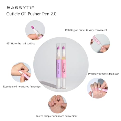 image for SASSYTIPCeramic Cuticle Pusher & Oil Pen, 2ml Rose/Lavender Scented Na