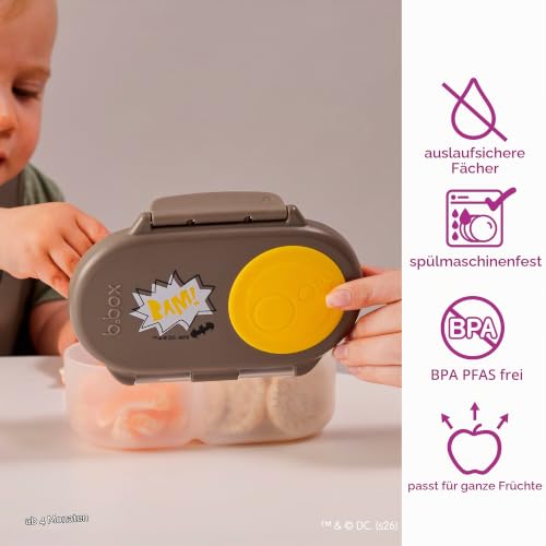 b.box Batman Snackbox | Mini Bento-Brotdose mit 2 auslaufsicheren Fächern | Ideal für Kleinkinder, Kinderlunch und Snacks… – Ansicht 3