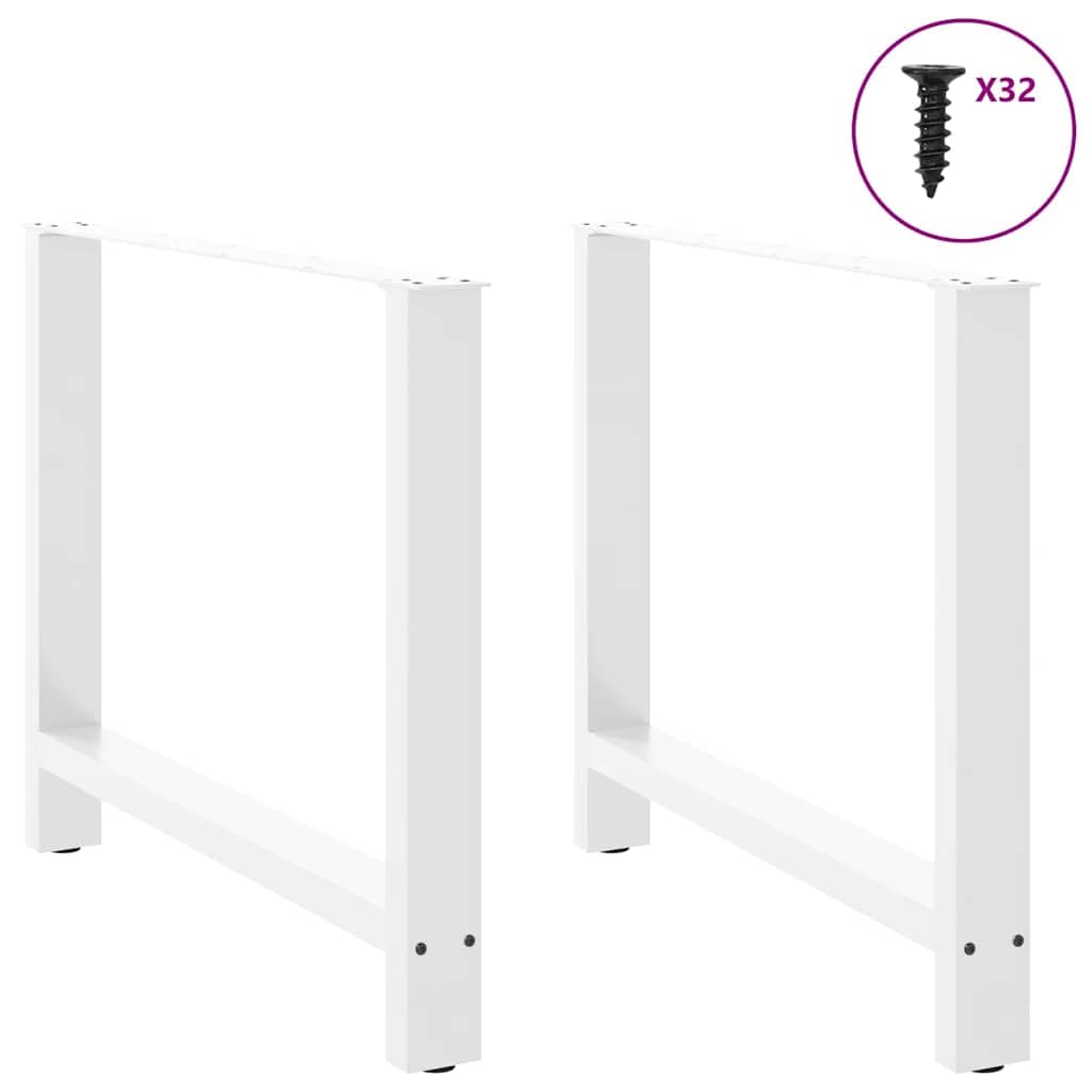 Gambe per tavolo da pranzo, bianche, 2 pezzi, 90 x 72-73 cm, in acciaio