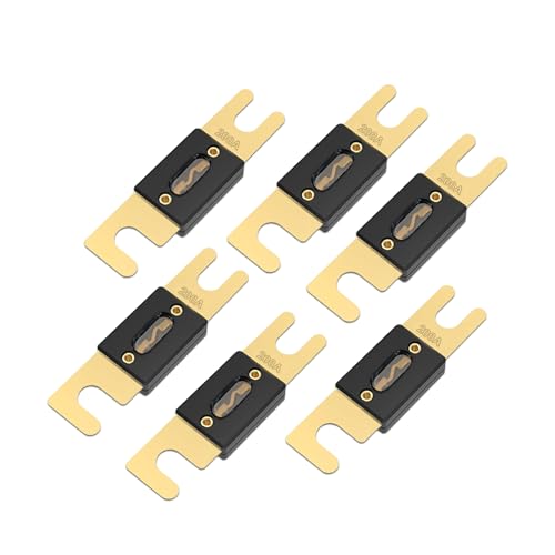 6PCS 200 Amp 32 VDC ANL Blade Fuse for Marine Car Vehicle Audio and Video System, Universal Car Accessories Gold-Plated ANL Fuses Replacement for Inverters and Other Current Applicationsm (200A-6PCS)