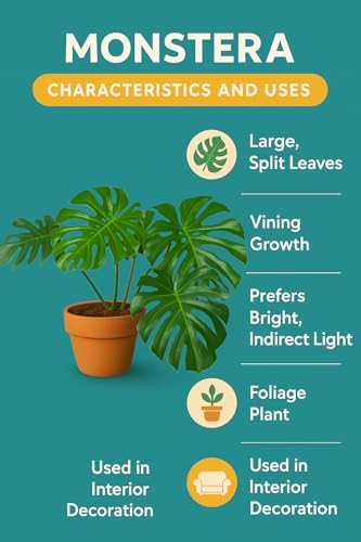 Image of Monstera Deliciosa Live Plant - Pack of 1 Healthy Indoor Green Plant Perfect for Fresh, Natural, Long-Lasting Home and Workspace Appeal