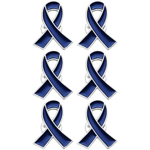 Image of 6Pcs Awareness Enamel Ribbon Lapel Pins Ribbon Brooch Pin for Charity Events Survivor Campaign Party Favors Supplies