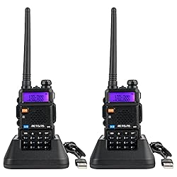 Retevis RT5R Walkie Talkie, Emisoras de Caza Largo...: Radiocomunicación de doble banda con 128 canales y 50CTCSS/105DCS; espera dual de doble banda; Puede seleccionar la frecuencia y el canal adecuados según el entorno Walkie talkie de alta potencia y largo alcance; la antena de alta ganancia proporcion...