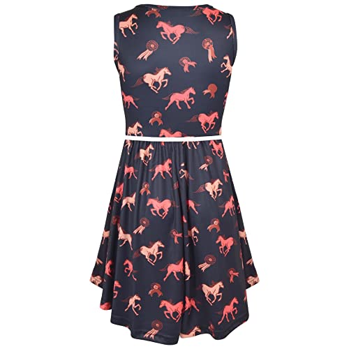 Kids Girls Skater Dress Sleeveless Horses Print Party Fashion Summer Dresses3