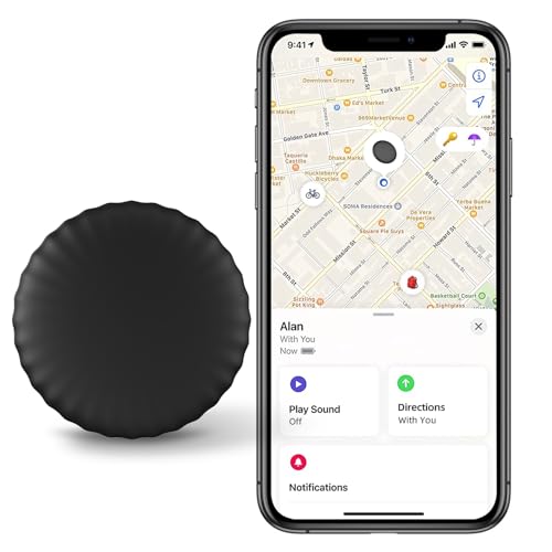 Key Finder Locator,Luggage Tracker,Bluetooth Key Tracker Tag Works with Apple Find My Keys Tracking Device with Replaceable Battery,Item Finder for Keys,Bags,Wallets,Luggage,Kid,Dogs, Cats (Black)