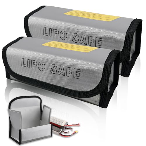 Noviatrix 2 Stück Lipo Safe Bag Akku Tasche Feuerfest Explosionsschutz Feuerfeste Box für Akkus für Mehrere Akkus Geeignet Sicherheit Beim Aufladen Lagern und Transporten