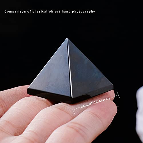 Image of Runyangshi Natural Black Obsidian Crystal Pyramid Energy Generator | 1.2x1.2in (3x3cm) Healing Crystal Pyramid for Protection & Positive Energy | Natural Quartz for Chakra Reiki Home Decor