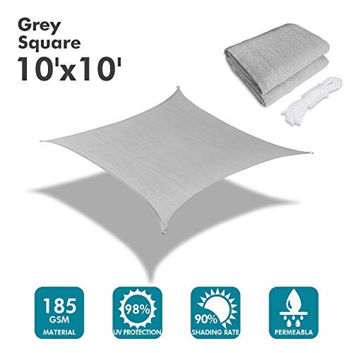 Image of KANAGAWA 10'x10' Sun Shade Sail Gray Curved Square