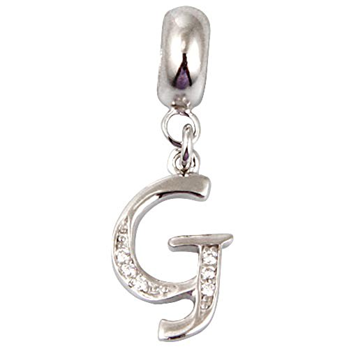 JiaRong Charms Breloque en argent sterling 925 en forme de lettre de l'alphabet G pour bracelet Pandora (G)