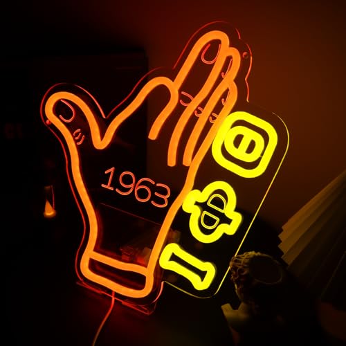 Image of Tiabuy Iota Fraternity Neon Signs 1963 for Wall Decor, Phi Theta Fraternity LED Lights Hand Signs for Brother Birthday Gifts, Party Decor,Paraphernalia Gifts