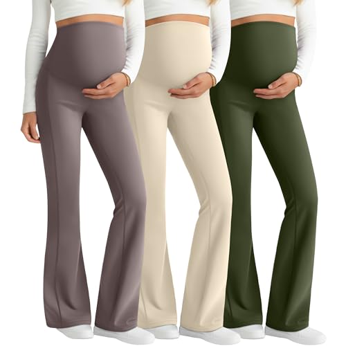 Sweetyweee Maternity Flared Leggings 3-Pack, Over-Belly, XL