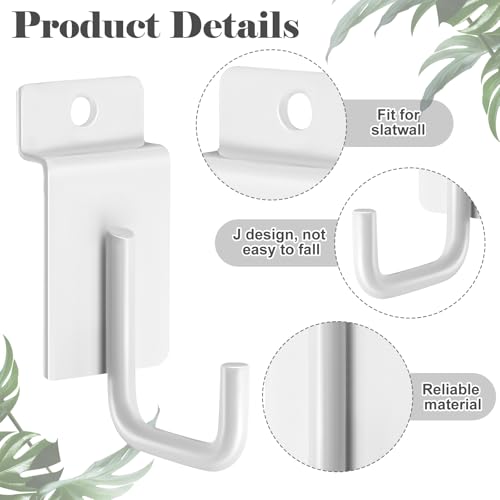 Tandefio 25 Pack J Shaped Slatwall Hooks and Hangers Heavy Duty Slatwall Accessories for Display Panel Garage, 3.25 Inch(White)
