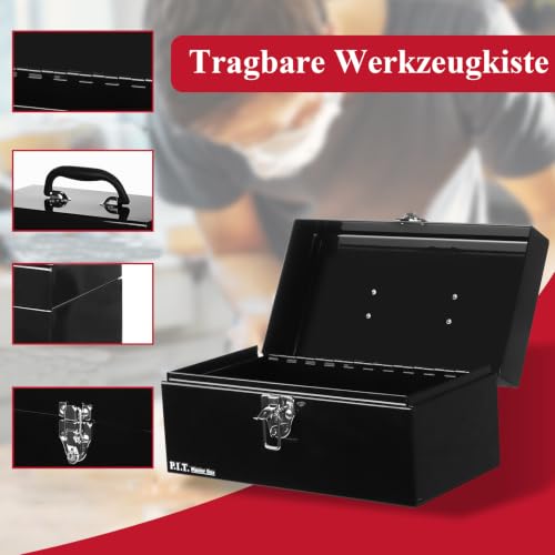 P.I.T. 30,5 cm Werkzeugkoffer Metall Leer mit Verriegelung, Schwarz – Ansicht 3