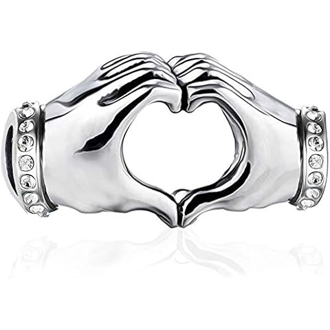 LSDesigns I Love You Heart in your Hands Charm S925 Sterling Silver Bead fits Pandora Moments Charms Bracelet - Gift boxed (Clear) Cover
