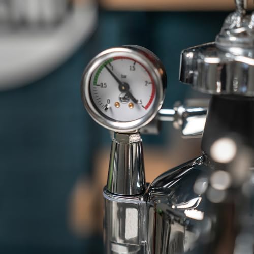 La Pavoni Milano, LPLMLN01EU Hebel-Espresso-Kaffeemaschine, Boilerheizung mit Manometer, 1,6-l-Wassertank, 2 52-mm-Filterhalter und 1/2-Tassen-/Wettkampffilter, 950 W, Verchromtes Messing – Bild 5