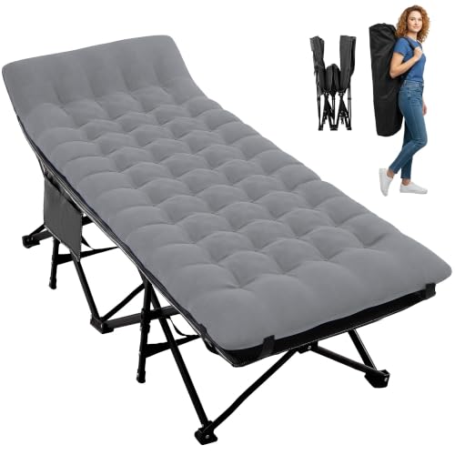Palawano Camping Bed for Adults with Mattress Folding Bed for Sleeping 190 x 71 x 36CM Extra Wide 600D Double Layer Oxford Travel Cot with Carry Bag for Guest Camping Travel & Home