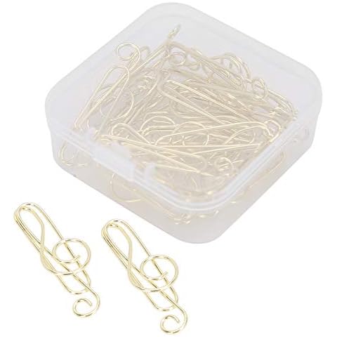 20Pcs Paper Clips, Musical Note Paper Clips Music Binder Shape Bookmarks Binder Page Marker Paper Clips Decorative Paper Clips Planner Clip Pin for File Classification(Gold) Cover