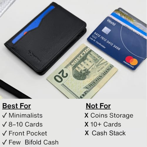 Image of Mens Slim Minimalist Leather Wallet, Thin Bifold Credit Card Wallet for Men