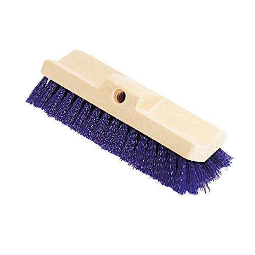 Rubbermaid Commercial Products Synthetic-Fill Wash Brush Head for Broom 10-Inch Blue Indoor/Outdoor Scrub Brush for Cleaning Bathroom/Bathtub/Shower/Garage/Patio/Tile Floors