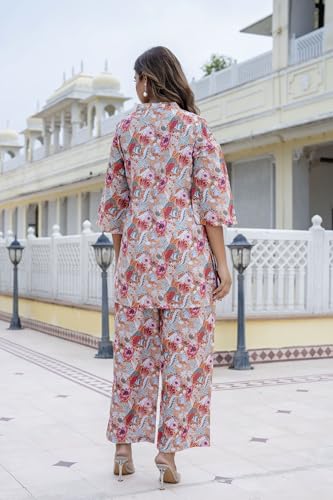 Image of Yashika Women Trendy Printed Cotton Blend Straight Kurta and Palazzo Set