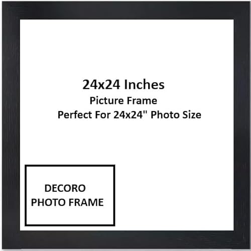 DECORO 24X24 Inch Square Black Photo Frame | 24X24inch Poster Frame | Wooden Photo Frame | Square Black Picture Frames
