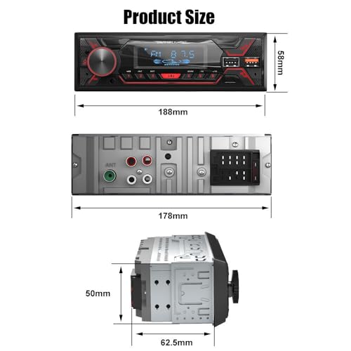 Image of Audio Wheels Car Radio Bluetooth Single DIN Car Stereo Audio, Car Audio with Handsfree and Supports FM / MP3 /SD /AUX /Dua USB /EQ /Quick Charge | Not a CD Player