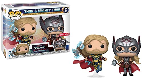 Funko POP! Marvel: Thor Love & Thunder - 2 Paquete - Thor & Mighty Thor - Thor: Love And Thunder - Figuras Miniaturas Coleccionables Para Exhibición - Idea De Regalo - Mercancía Oficial