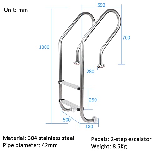 Escalera para piscina acero inoxidable 2 peldaños plata miniatura 6