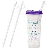 32oz. Car Friendly Time Marked Water Bottle with Swivel Lid and Straw (Purple)