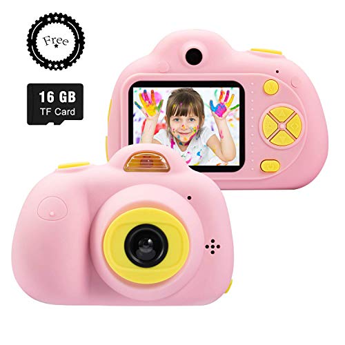 SeeKool Macchina Fotografica per Bambini Ricaricabile,1080P HD 2 inch Screen Fotocamera Videocamera Digitale Portatile Obiettivo Doppio 18 Million Pixels con Funzione Selfie, 16GB Carta TF Inclusa