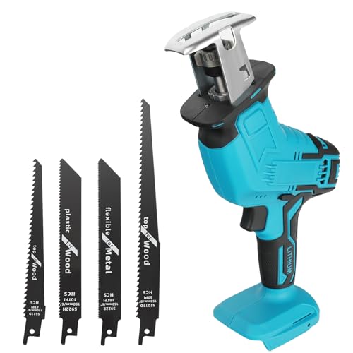 Cordless Reciprocating Saw, Electric Wood Saw with 4 Saw Blades, Portable Power Hand Saw for Metal, Wood, PVC Pipe Cutting, Tree Pruning (Set) 1 Cordless Reciprocating Saw, Electric Wood Saw with 4 Saw Blades, Portable Power Hand Saw for Metal, Wood, PVC Pipe Cutting, Tree Pruning (Set)