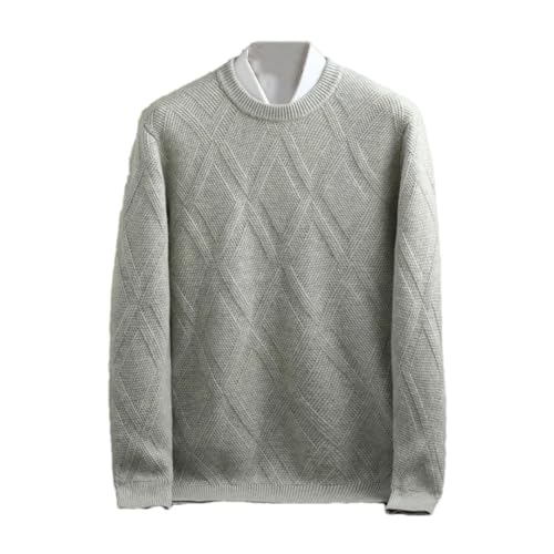 Men's Wool Crewneck Sweater Long Sleeved Knitted Sweater for Thickened Pullover Diamond Jumpers