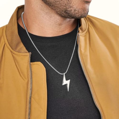 AsAlways Men Women Locomotive Street Punk Hip Hop Retro Minimalist Geometric Lightning Bolt Pendant Necklace2