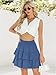 Berydress Mini Skirt for Women High Waisted Flowy Tiered Casual Bohemian A Line Ruffle Summer Trendy Fashion Blue Skirts(XL,2006-Blue)