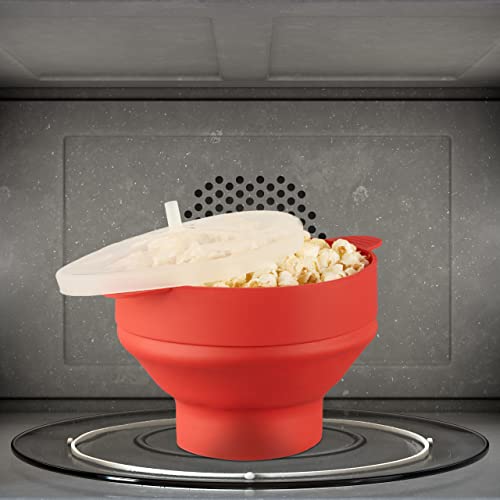 Relaxdays Silicone Microwave Popcorn Maker, Collapsible Popcorn Popper, No Oil, Blue - Image 5