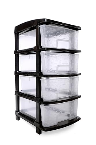 Image of Plastic Modular Drawer Storage Chest Of Drawers Organizer Storage Box, Large Stomo Racks For Multipurpose Anti-slip Shoes Organizers (Transparent, 4 Layer)