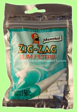 Zig Zag Menthol slim filters - Three Pack of 150 filters.