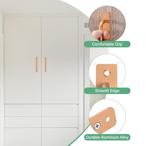 Image of M METERXITY 2-Pack Barn Door Handles, 8.83Inch /224mm Hole Center Aluminium Alloy Gate Handle with Mounting Screws for Bathroom /Wardrobe /Closet /Kitchen, Sliding Door Handle with Plate [Gold]