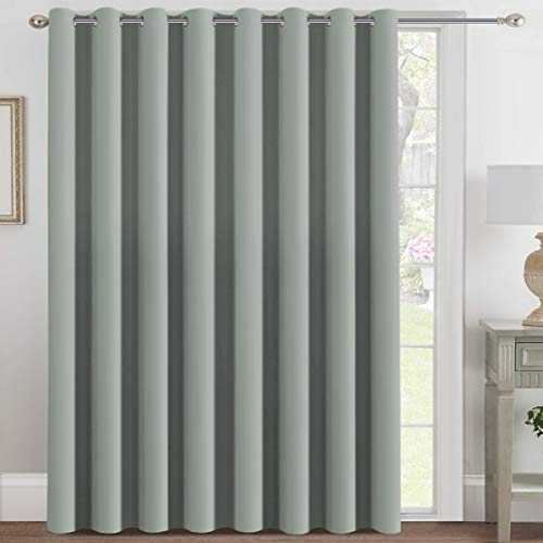 Image of H.VERSAILTEX Blackout Patio Curtains 100 x 108 Inches for Sliding Door Extral Wide Blackout Curtain Panels Thermal Insulated Room Divider - Grommet Top, 9' Tall by 8.5' Wide - Light Sage