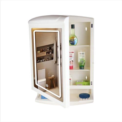 Image of CIPLA PLAST Pride LED Mirror Cabinet | Wall Mounted Bathroom Mirror Cabinet with 5 Shelf Storage | 3-Color Mode and Dimmer Light Function | BRC - 827 LED (White)